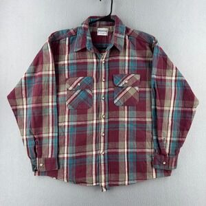 Vintage Five Brother Flannel Shirt Mens Large 25x28.5 Cotton 80s 90s Made in USA